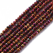 Electroplated Glass Beads Strands, Faceted, Rondelle, Purple Plated, 2mm, Hole: 0.5mm, about 192~194pcs/strand, 12.99~13.39 inches(33~34cm)(EGLA-S174-23D-05)