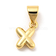 Brass Charms, Real 18K Gold Plated, Long-Lasting Plated, Lead Free & Cadmium Free, Letter Charm, Letter X, 9x7x2.5mm, Hole: 5x3.5mm(KK-Z027-14G-X)