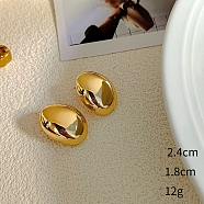 Oval Alloy Stud Earrings, Golden, 24x18mm(WG64463-17)