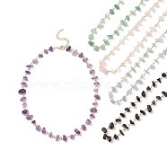 5Pcs 5 Style Natural Mixed Gemstone Chips Beaded Necklaces Set, 304 Stainless Steel Jewelry for Women, 16.14 inch(41cm), 1Pc/style(NJEW-JN04061)