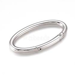 Alloy Spring Gate Rings, Oval Ring, Push Gate Snap Keychain Clasp Findings, Platinum, 59.5x32x5mm, Inner Diameter: 49.5x22mm(PALLOY-WH0070-37D-P)