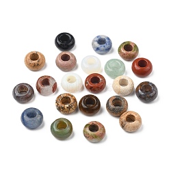 Natural Gemstone Beads, Large Hole Hole Beads, Rondelle, 14~15x7~10mm, Hole: 5~6mm(X-G-K216-01)
