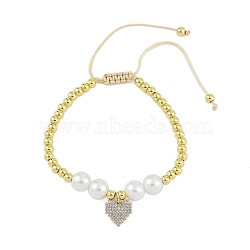 Rack Plating Brass Stretchable Bracelets with Cubic Zirconia for Women, Long-Lasting Plated, Real 18K Gold Plated, Inner Diameter: 3-1/4 inch(8.2cm)(BJEW-D047-02G-01)