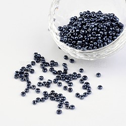 8/0 Electroplated Metallic Colours Round Glass Seed Beads, Black, 3mm, Hole: 1mm, about 1101pcs/50g(X-SEED-A009-3mm-606)