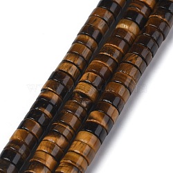 Natural Yellow Tiger Eye Beads Strands, Heishi Beads, Flat Round/Disc, 6x3mm, Hole: 1mm, about 119~131pcs/strand, 14.76~15.74 inch(37.5~40cm)(G-Z006-C09)