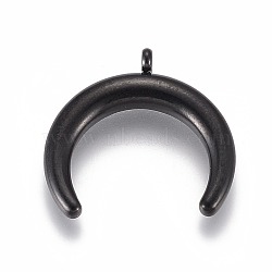 304 Stainless Steel Pendants, Double Horn/Crescent Moon, Gunmetal, 22.5x23x4mm, Hole: 1.8mm(STAS-F229-01-B)