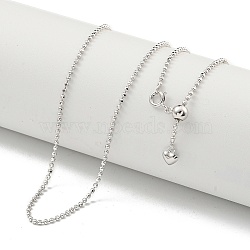 Rhodium Plated Heart 925 Sterling Silver Ball Chain Necklaces, Real Platinum Plated, 19.80 inch(50.3cm)(NJEW-C052-04P)