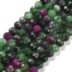 Natural Ruby in Zoisite Beads Strands, Faceted, Round, 4.5mm, Hole: 0.8mm, about 89pcs/strand, 15.51 inch(39.4cm)(G-L597-C02-03)