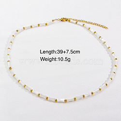 Handmade Natual Pearl & Stone & Shell Beaded Necklaces, Stainless Steel Necklace Jewelry for Women, 15.35 inch(39cm)(XL1709-5)