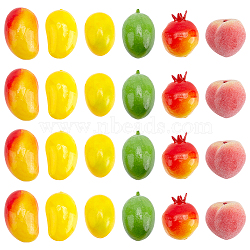 PandaHall Elite 24Pcs 6 Style Mini Foam Artificial Fruit, for Dollhouse Accessories Pretending Prop Decorations, Mixed Color, 33~43x27~34x27~34mm, 4pcs/style(DIY-PH0009-62)