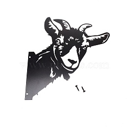 Iron Peeping Goat Metal Art Farm Garden Decor, with Screws, for Outdoor Garden Decoration, Electrophoresis Black, 300x280mm, Hole: 4.8mm(DJEW-WH0063-03)