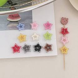 Transparent Acrylic Beads, Bead in Bead, Star, with Glitter Powder, Mixed Color, 21.6x22.9x6mm, Hole: 3mm, about 345pcs/500g(OACR-N138-43)