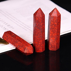 Point Tower Natural Bloodstone Home Display Decoration, Healing Stone Wands, for Reiki Chakra Meditation Therapy Decors, Hexagon Prism, 70~80mm(PW-WG58924-01)