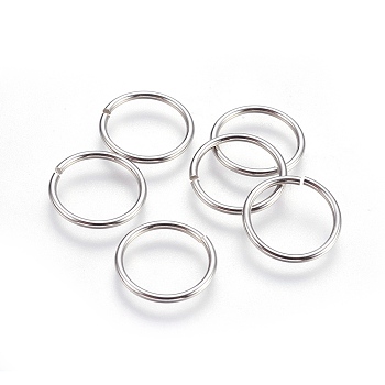 Tarnish Resistant 304 Stainless Steel Saw Cut Open Jump Rings, Round, Stainless Steel Color, 16x1.3mm, 16 Gauge, Inner Diameter: 13mm, 450pcs/bag