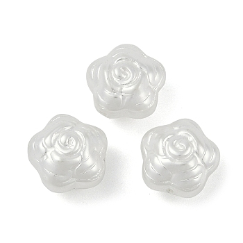 Glass Profiled Pearl Beads, Pearlized, Flower, White, 12x12x8.5mm, Hole: 1~1.2mm