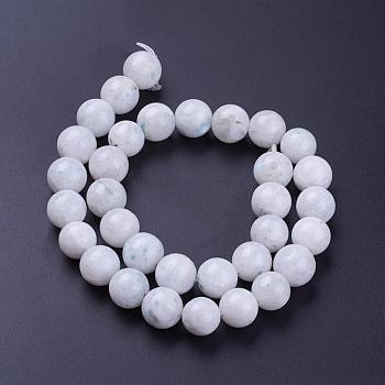 Natural Rainbow Moonstone Bead Strands, Grade AB, Round, 12mm, Hole: 1mm, about 32pcs/strand, 15.3 inch(39cm)