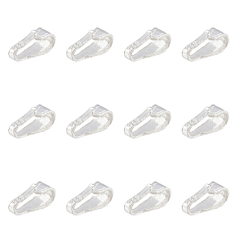 12Pcs 925 Sterling Silver Snap on Bails, with 925 Stamp, Silver, 7x3x2.5mm, Hole: 2x5.5mm