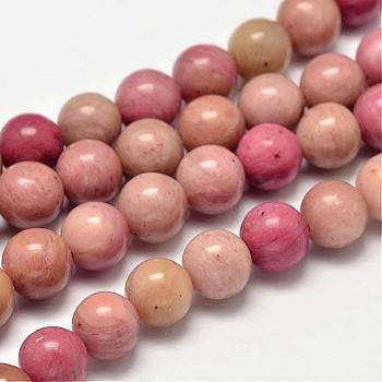 Round Natural Rhodonite Beads Strands, 8mm, Hole: 1mm, about 49pcs/strand, 15.5 inch