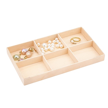 Wooden Storage Box, BurlyWood, 17x10x1.65cm, 1 compartment: 5.3~5.6x4.6~4.7cm, 6 compartment/box