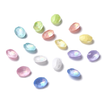 K5 Faceted Glass Pointed Back Rhinestone Cabochons, Oval, Mixed Color, 8x6x3.5mm