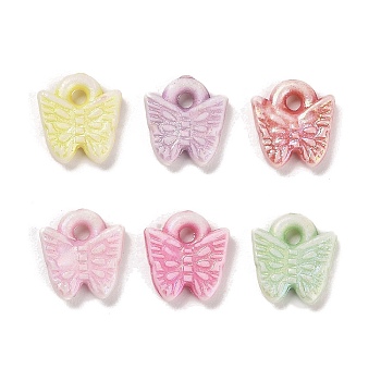 Plastics Charms, Craft Beads, Mixed Color, Butterfly, 10.5x10x2.5mm, Hole: 1.5mm, 2000pcs/500g