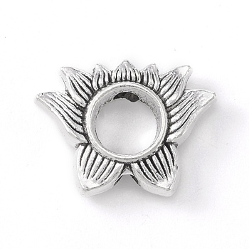 Tibetan Style Alloy Bead Frame, Flower, Antique Silver, 14.5x20x5mm, Hole: 2.5mm