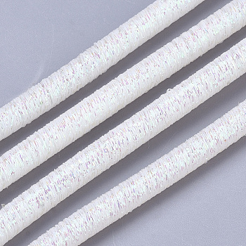 PVC Tubular Synthetic Rubber Cord, Hollow Pipe, with Glitter Powder, White, 5.5mm, Hole: 2.5mm, about 54.68 yards(50m)/bundle