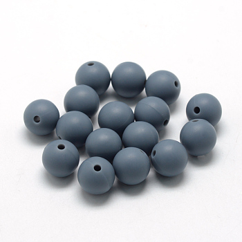 Food Grade Eco-Friendly Silicone Focal Beads, Round, Slate Gray, 18~20mm, Hole: 2mm