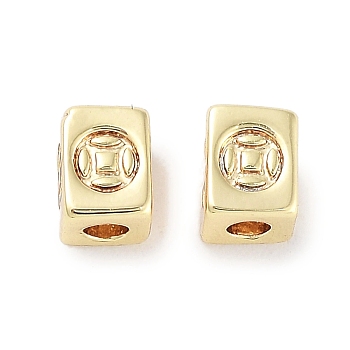 Brass Beads, Cube, Real 18K Gold Plated, 3.5x3x3mm, Hole: 1.4mm