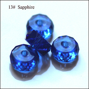 Imitation Austrian Crystal Beads, Grade AAA, Faceted, Flat Round, Blue, 8x3.5mm, Hole: 0.9~1mm
