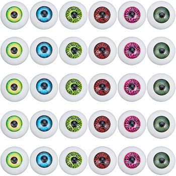 36pcs 6 colors Half Round Acrylic Craft Eyes, Doll Making Accessories, Mixed Color, 16x8.6mm, 6pcs/color