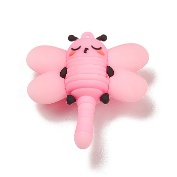 PVC Plastic Cartoon Big Pendants, Insect Style, Dragonfly, 60x55x21mm, Hole: 3mm