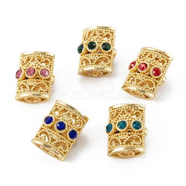 Mixed Color Rectangle Brass+Cubic Zirconia Beads