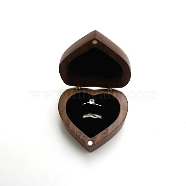Black Heart Wood Ring Box