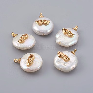 Real Gold Plated White Wing Pearl Pendants