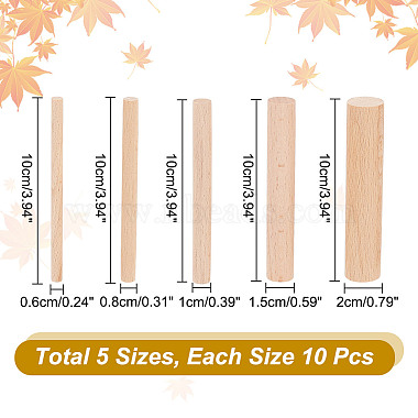 50個 5 スタイルのブナ材クラフトスティック(WOOD-NB0002-68B)-2