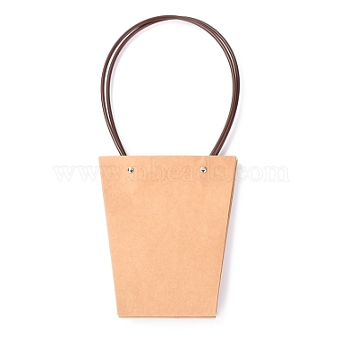 Trapezoid Kraft Paper Gift Bags with Plastic Haddles(CARB-P007-A04-A)-2