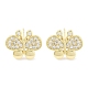 Brass Micro Pave Clear Cubic Zirconia Studs Earring for Women(EJEW-S217-C04)-1