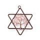 Pentagram Natural Rose Quartz Copper Wire Wrapped Chip Big Pendants(G-E195-10R-01)-2