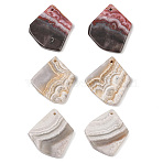 Natural Mexican Agate Pendants, Rhombus Charms, 27~28.5x24.5~25.5x4~5mm, Hole: 1.5mm(G-K381-22)
