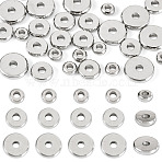 30Pcs 3 Styles Brass Spacer Beads, Cadmium Free & Lead Free, Disc, Platinum, 4~8x1.2~1.6mm, Hole: 1.5~2mm, 10pcs/style(KK-TADJ0001-09A)