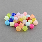 Imitation Jelly Acrylic Beads, Round, Mixed Color, 10mm, Hole: 2mm, about 850pcs/500g(SACR-R836-10mm-M)