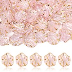 100Pcs Opaque Acrylic Pendants, with Golden Edge, Flower Petal Charms, Pink, 18x15mm(MACR-YW0004-08B)