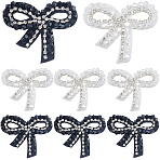 8Pcs 2 Colors Imitation Pearl & Glass Beads Sew on Appliques, with Rhinestone, Sewing Craft Decoration, Bowknot, Mixed Color, 45x52x5.5mm, 4pcs/color(DIY-CY0001-30)
