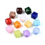 Opaque Acrylic Beads, Cube, Faceted, Mixed Color, 8x9x9mm, Hole: 2.2mm, about 1085pcs/500g(SACR-N019-06)