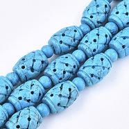 Dyed Synthetical Turquoise Barrel Bead Strands, Deep Sky Blue, 12x19mm, Hole: 2.5mm, about 15pcs/strand, 15.7 inch(40cm)(X-TURQ-Q099-10)