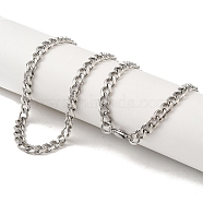 201 Stainless Steel Curb Chain Necklaces for Men, Stainless Steel Color, 24.29 inch(61.7cm)(NJEW-M218-04D-P)