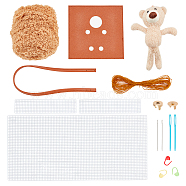 DIY Bear Shoulder Bag Making Kit, Including Woolen, Bag Straps & Needles & Rope & D-rings & Bear & Plastic Grids, Sienna, 56x1.1x0.35cm(DIY-WH0258-64)