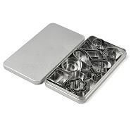 (Defective Closeout Sale: Scratched Uneven Box) 430 Stainless Steel Cookie Cutters, with Iron Rectangle Box, Mix-shaped, Heart/Star/Flower, Stainless Steel Color, 169x89x17mm(BAKE-XCP0001-01)