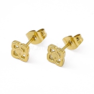 Vacuum Plating 304 Stainless Steel Stud Earring Findings, Rhinestone Settings, with 201 Stainless Steel Ear Nuts, Square, Golden, 5.5x5.5mm, Pin: 0.8mm, Fit for 2mm Rhinestone(EJEW-P212-14G)